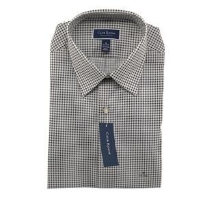 Club Room Dress Shirt Men's Medium 15-15.5 32/33 Regular Fit Black/White Ck NEW